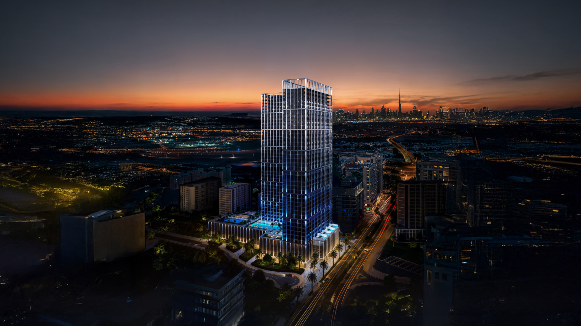 Skyline view of Binghatti Vintage Dubai